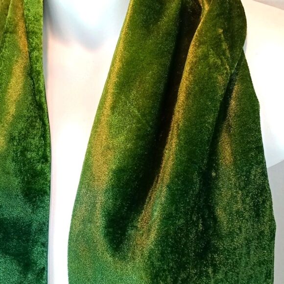 Vintage Green and Blue Ombra Silk and Velvet Scarf Scandi Girl - Picture 5 of 8